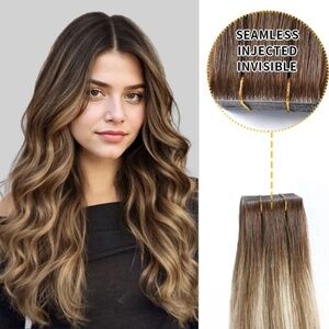 Yilite Hair Extension 20 Piece Dark Brown with highlights New In Box